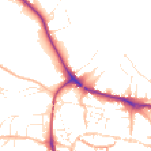 Daytime road noise heatmap for TQ9 5GS