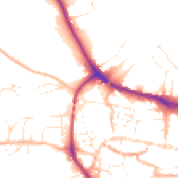 Daytime road noise heatmap for TQ9 5JJ