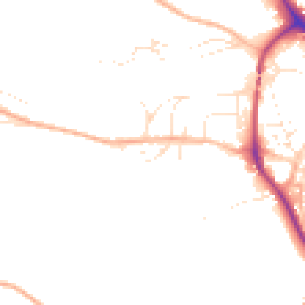 Daytime road noise heatmap for TQ9 5LT