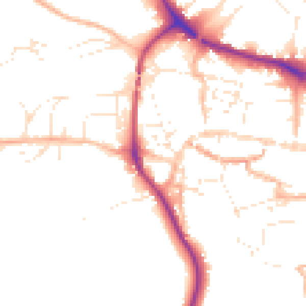 Daytime road noise heatmap for TQ9 5PG