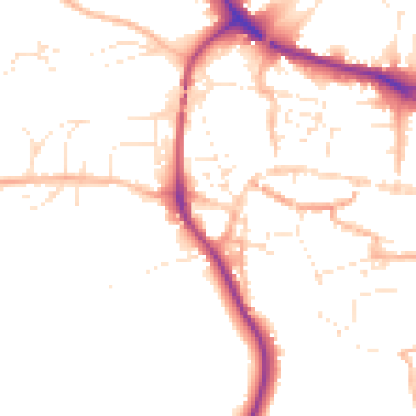 Daytime road noise heatmap for TQ9 5PH
