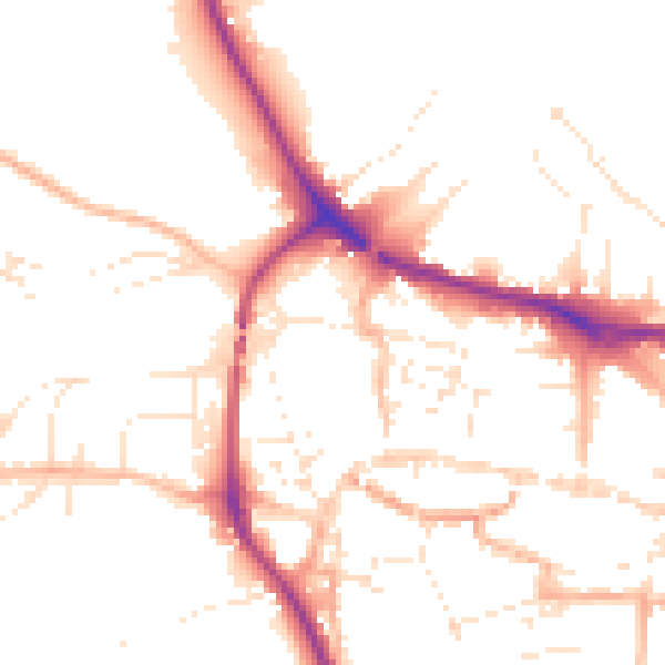 Daytime road noise heatmap for TQ9 5PT