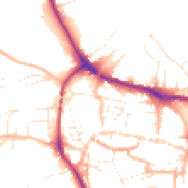 Daytime road noise heatmap for TQ9 5PX