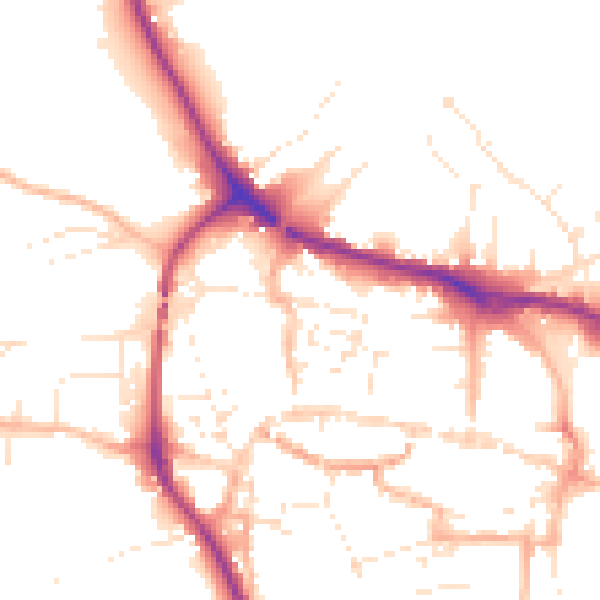Daytime road noise heatmap for TQ9 5QA