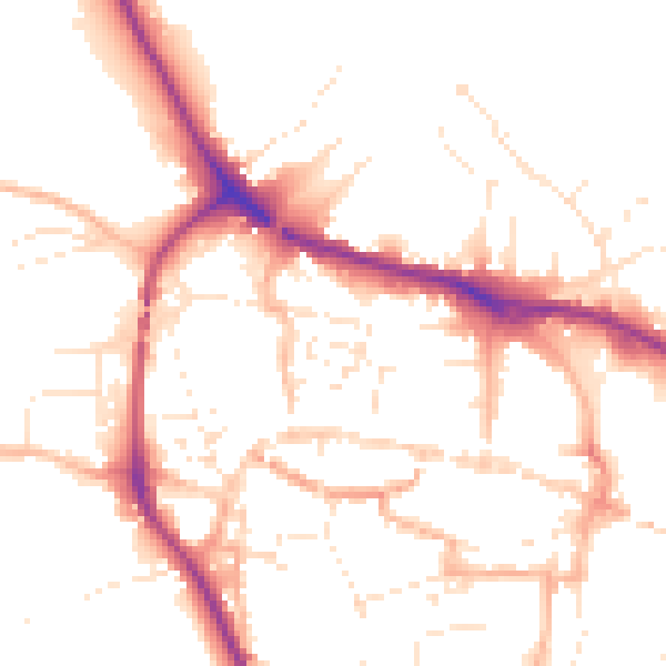 Daytime road noise heatmap for TQ9 5QB