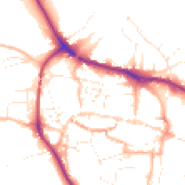 Daytime road noise heatmap for TQ9 5QF