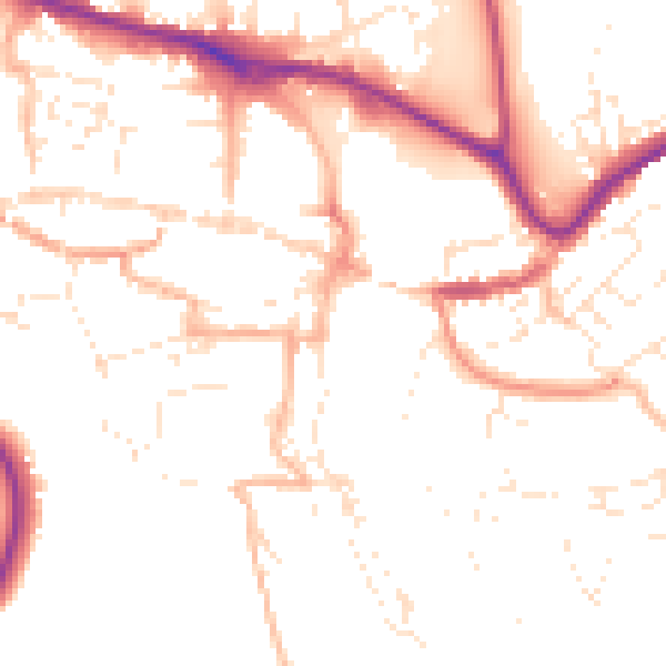 Daytime road noise heatmap for TQ9 5QL