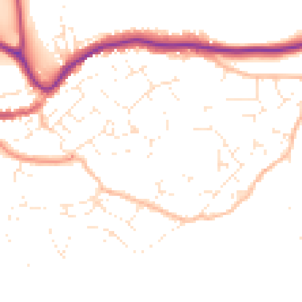 Daytime road noise heatmap for TQ9 5RN