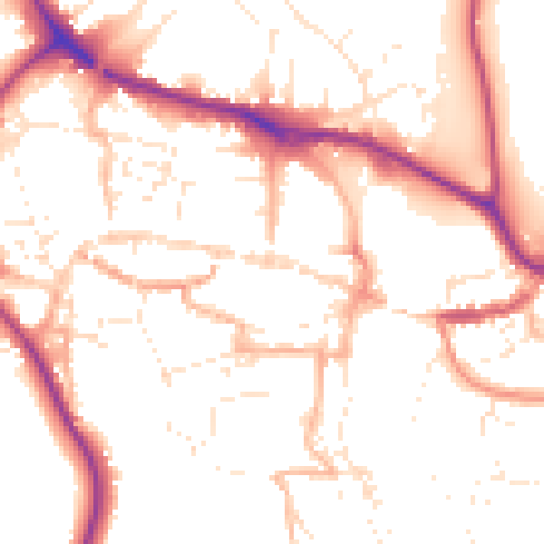 Daytime road noise heatmap for TQ9 5RP