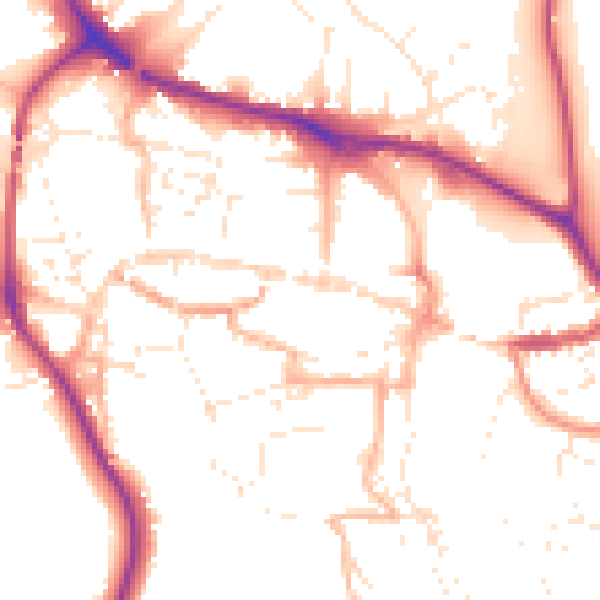 Daytime road noise heatmap for TQ9 5RT