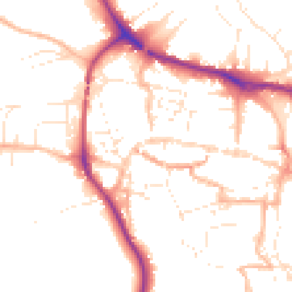 Daytime road noise heatmap for TQ9 5SQ