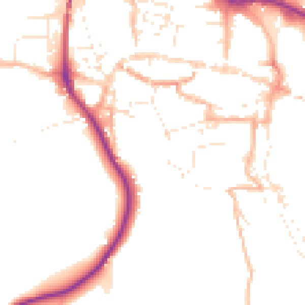 Daytime road noise heatmap for TQ9 5TE