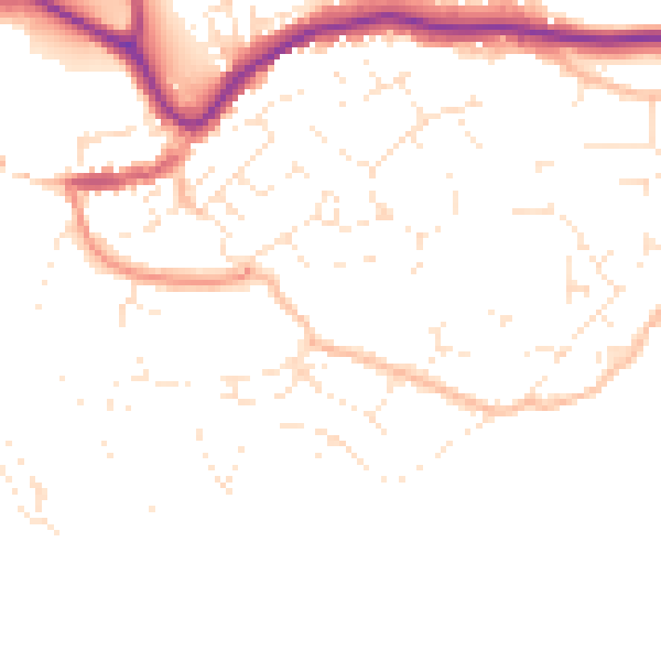 Daytime road noise heatmap for TQ9 5UU