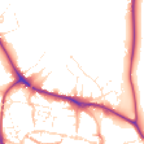 Daytime road noise heatmap for TQ9 5XW
