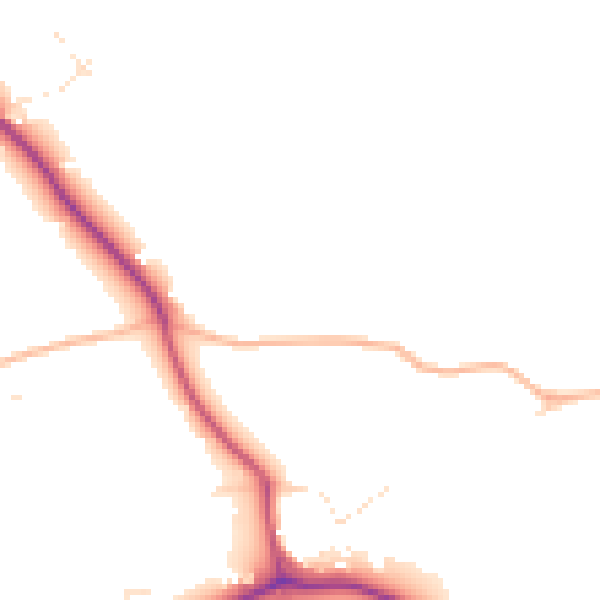 Daytime road noise heatmap for TQ9 6EA