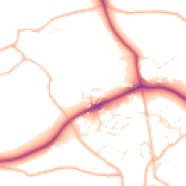 Daytime road noise heatmap for TQ9 6FS