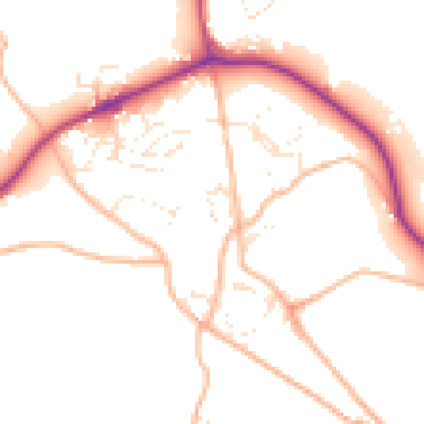 Daytime road noise heatmap for TQ9 6GA