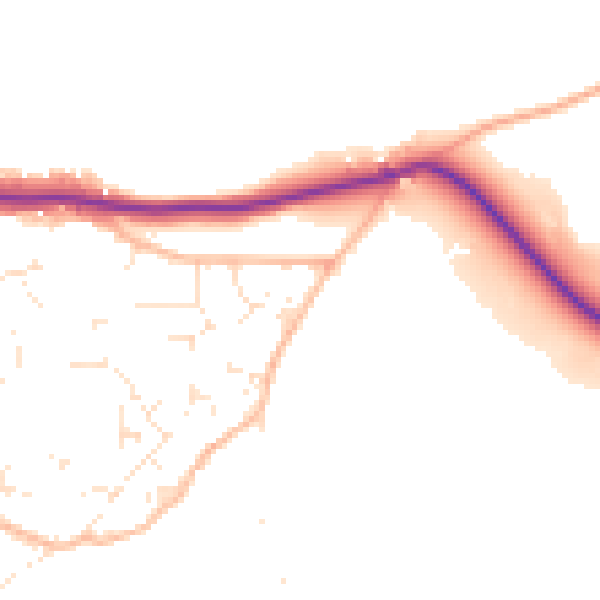 Daytime road noise heatmap for TQ9 6GR