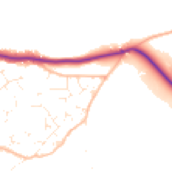 Daytime road noise heatmap for TQ9 6GS