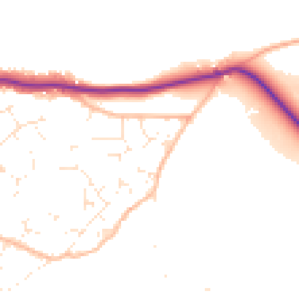 Daytime road noise heatmap for TQ9 6GT