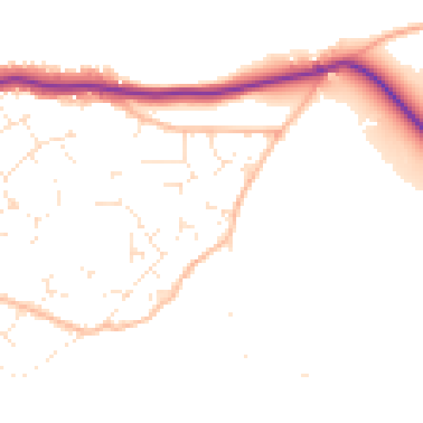 Daytime road noise heatmap for TQ9 6GU