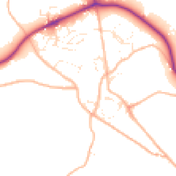 Daytime road noise heatmap for TQ9 6HE