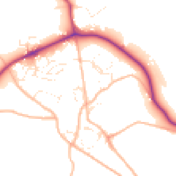 Daytime road noise heatmap for TQ9 6HH