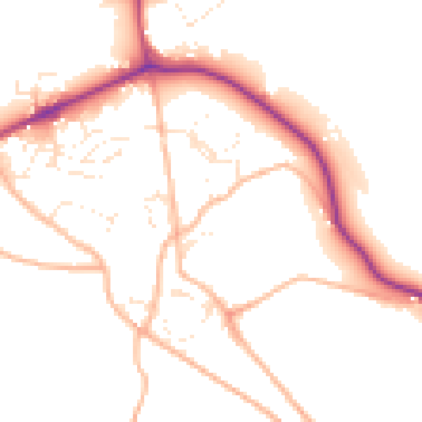 Daytime road noise heatmap for TQ9 6HL