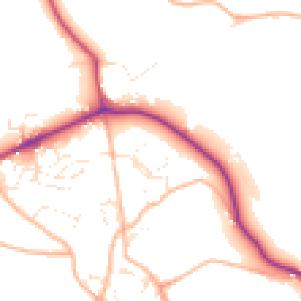 Daytime road noise heatmap for TQ9 6HS