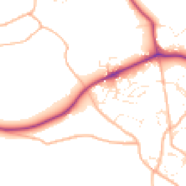 Daytime road noise heatmap for TQ9 6JF