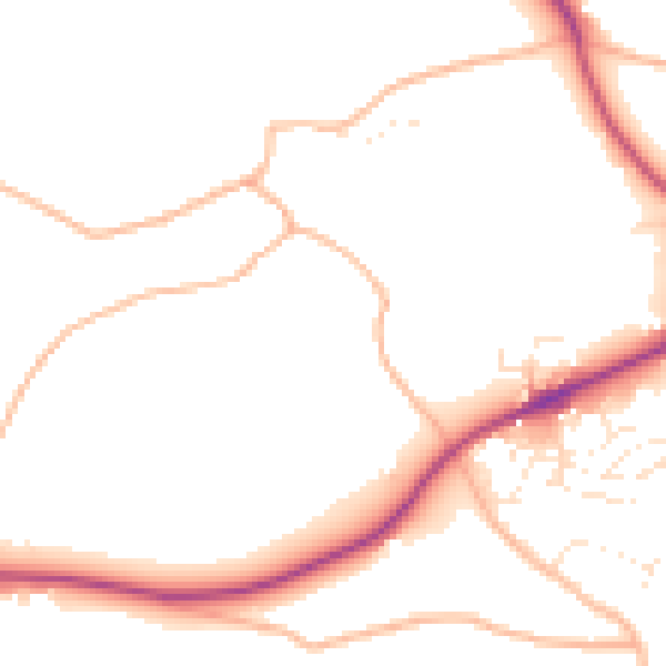Daytime road noise heatmap for TQ9 6JJ