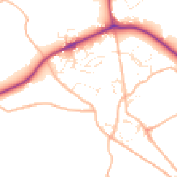 Daytime road noise heatmap for TQ9 6JQ