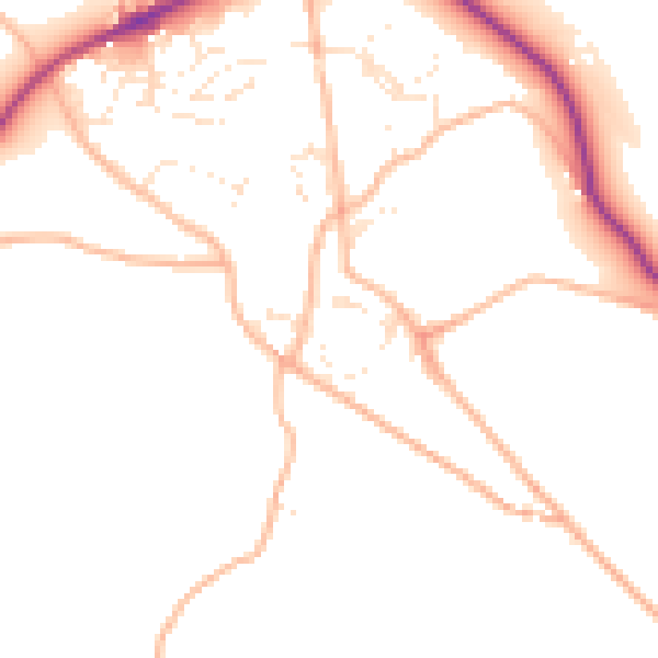 Daytime road noise heatmap for TQ9 6JT
