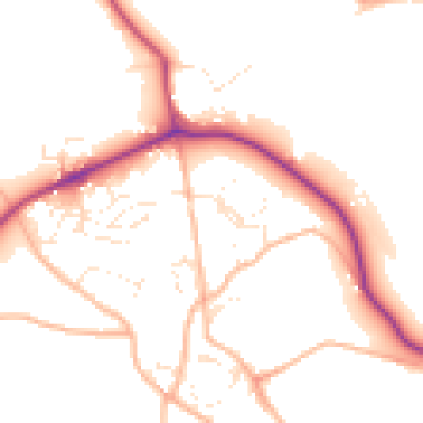 Daytime road noise heatmap for TQ9 6JX
