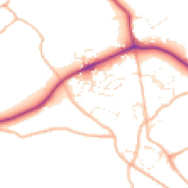 Daytime road noise heatmap for TQ9 6JZ