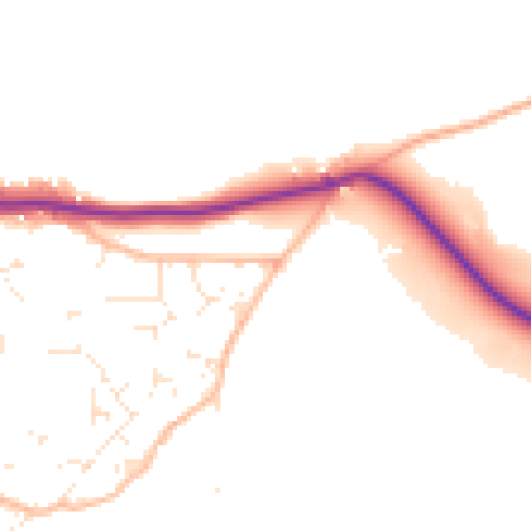 Daytime road noise heatmap for TQ9 6LD
