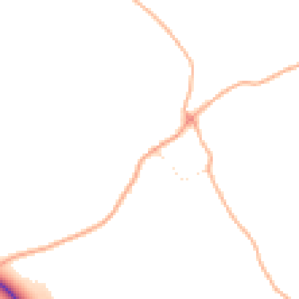 Daytime road noise heatmap for TQ9 6LG