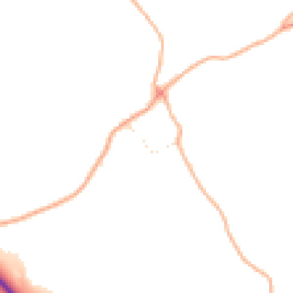 Daytime road noise heatmap for TQ9 6LQ