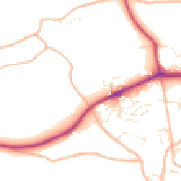 Daytime road noise heatmap for TQ9 6TL