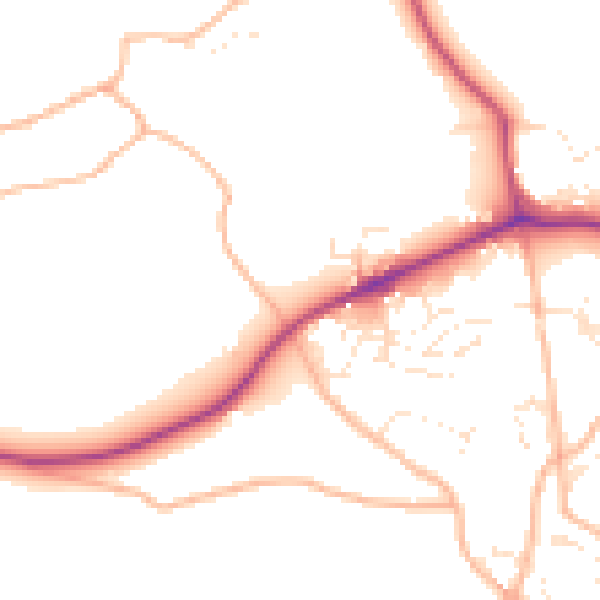 Daytime road noise heatmap for TQ9 6TP