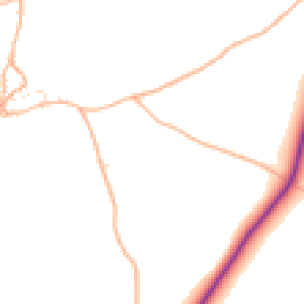 Daytime road noise heatmap for TQ9 7PP
