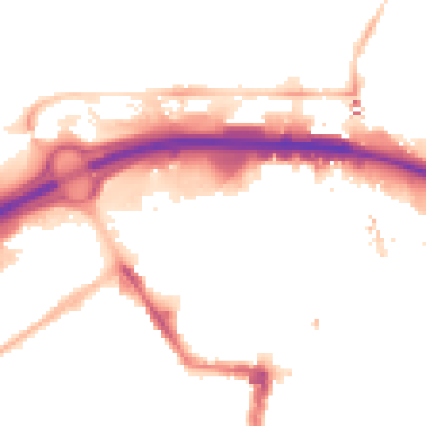Night-time road noise heatmap for TS1 1AF