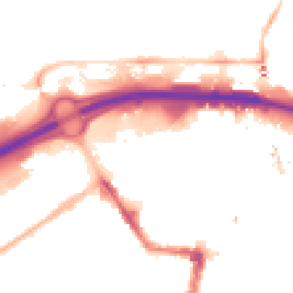 Night-time road noise heatmap for TS1 1LA