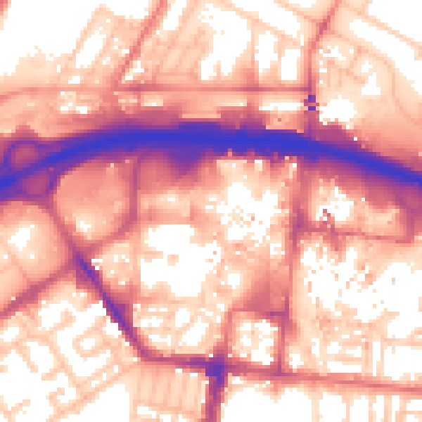 Daytime road noise heatmap for TS1 1LE