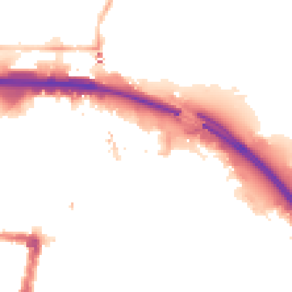 Night-time road noise heatmap for TS1 1LZ