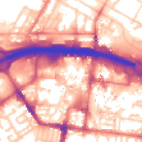 Daytime road noise heatmap for TS1 1RJ