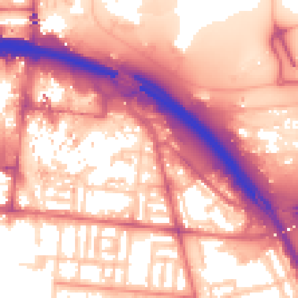 Daytime road noise heatmap for TS1 2AD