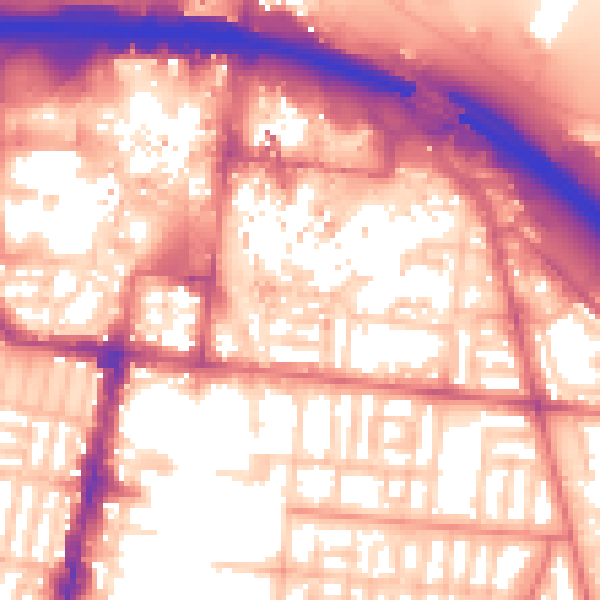 Daytime road noise heatmap for TS1 2BH