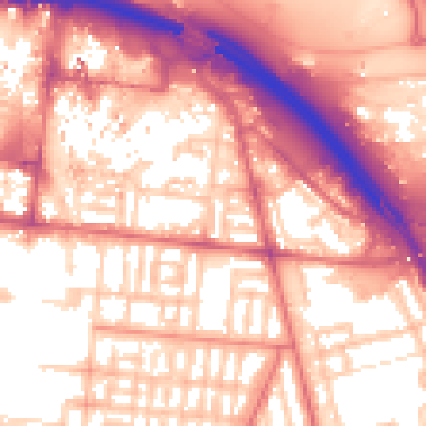 Daytime road noise heatmap for TS1 2DW