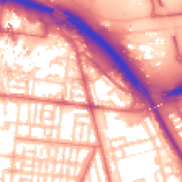 Daytime road noise heatmap for TS1 2ED